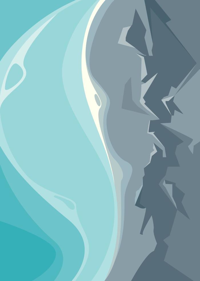 Poster with ocean and rocks. vector