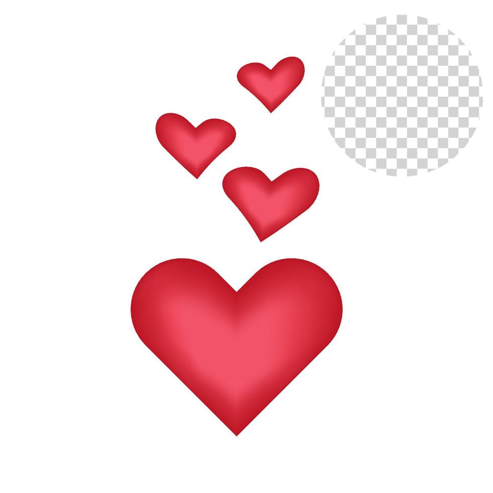 Set of vector red hearts with Realistic heart isolated style