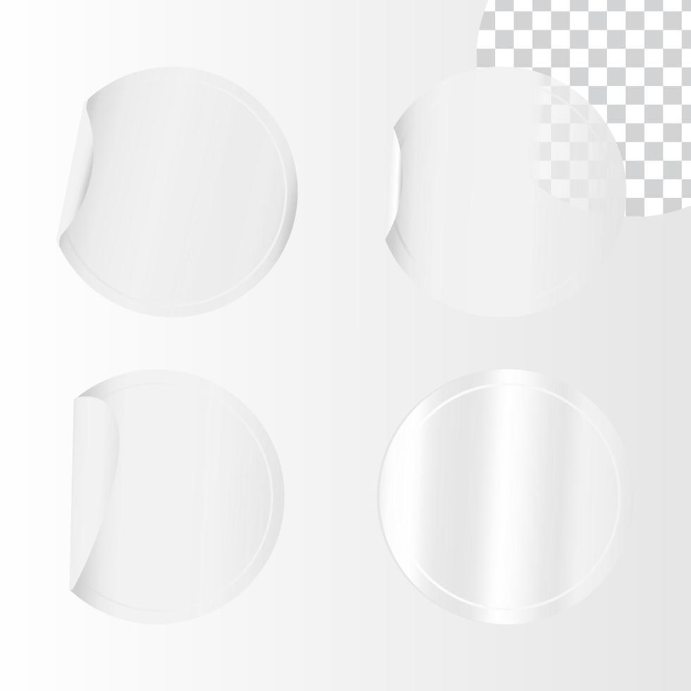 Realistic set whitestickers or patches mockup or Blank labels of different shapes round and seal circle vector