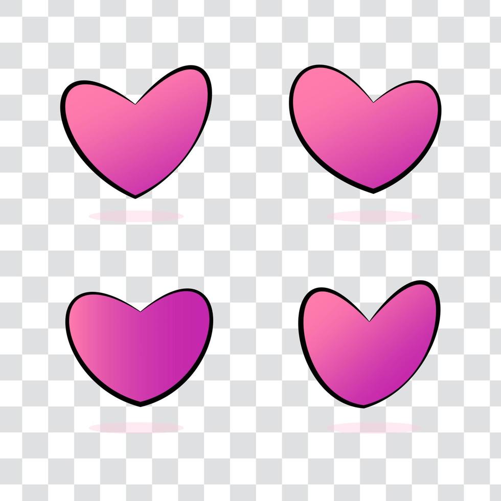 conjunto de corazones vectoriales con estilo aislado de corazón realista vector