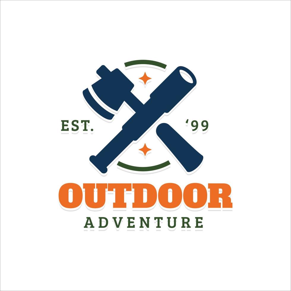 logotipo de empresa simple sobre aventuras en la naturaleza montañosa, camping y supervivencia vector