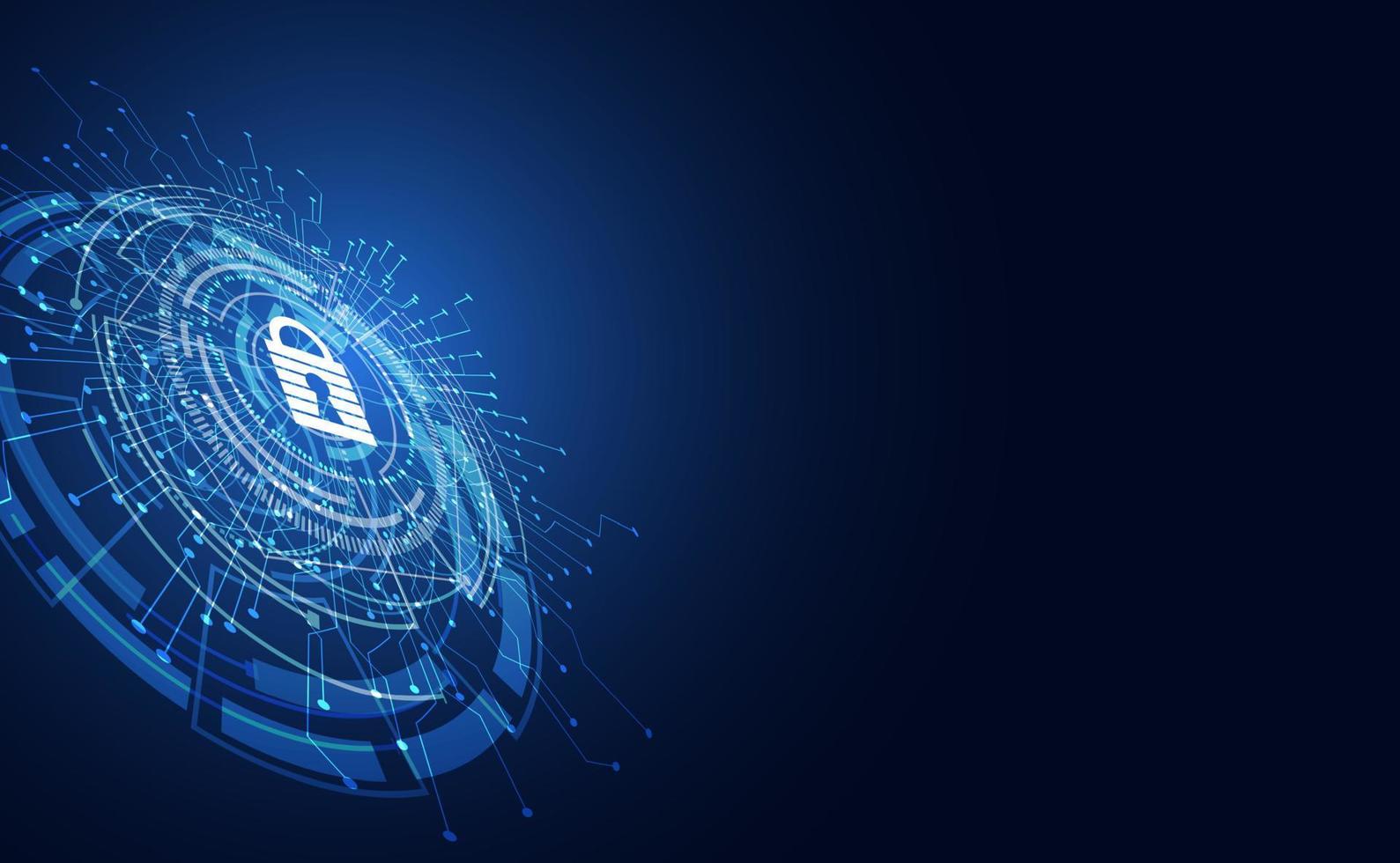 Abstract cyber security privacy information network concept padlock protection digital network personal data cyber data or information privacy idea internet link on hi tech blue future background. vector