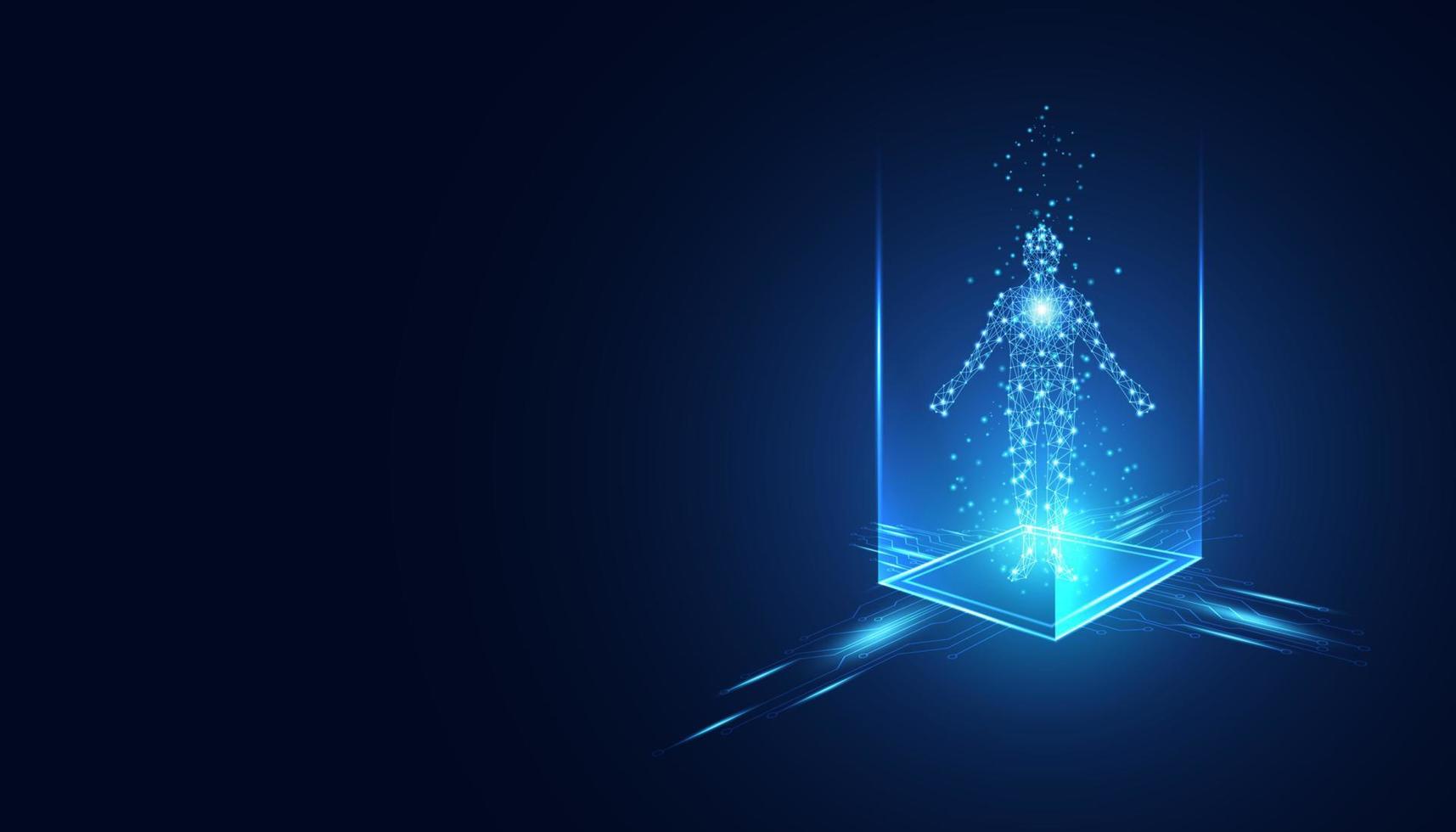 abstract technology futuristic concept of digital human body digital ai future design on hi tech background. vector