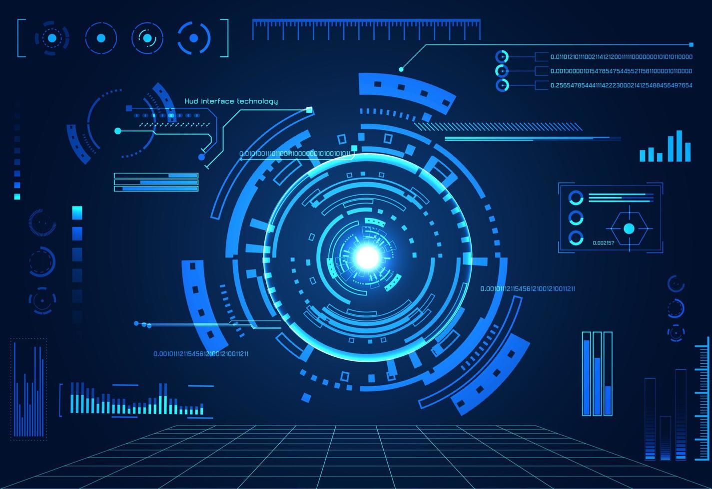 abstract technology ui futuristic concept hud interface hologram elements of digital data chart, communication, computing and circle percent vitality innovation on hi tech future design background vector