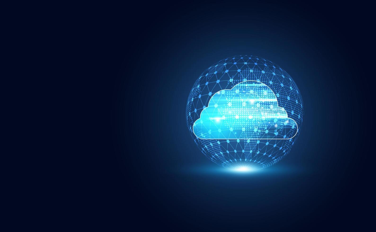Abstract cloud technology with big data and interface concept Connection by collecting data in the cloud With large data storage systems on hi tech background. vector