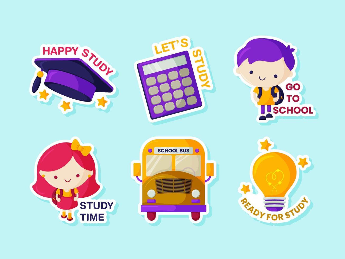 School Sticker Set vector