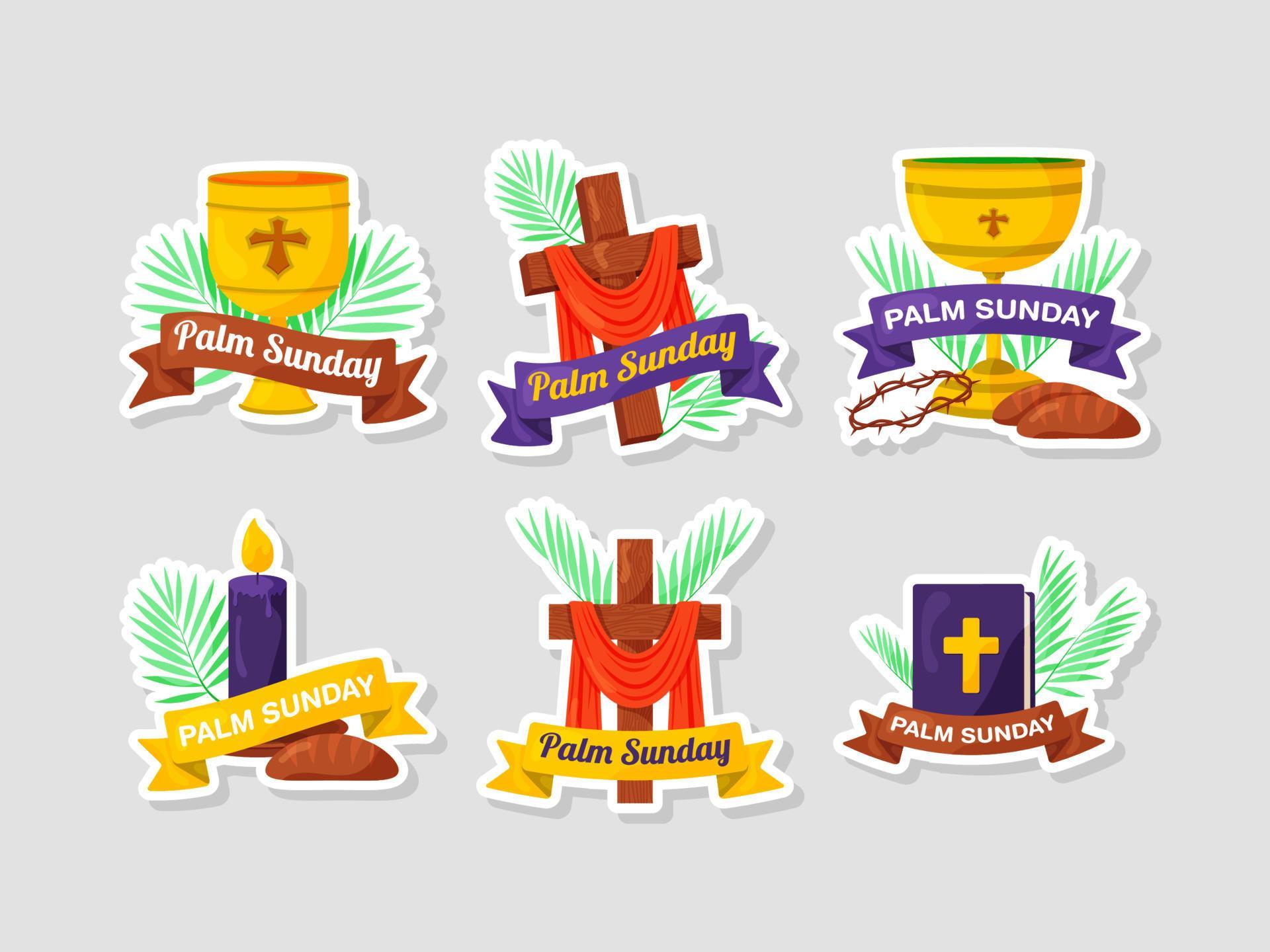 Palm Sunday Sticker Set 5844010 Vector Art at Vecteezy