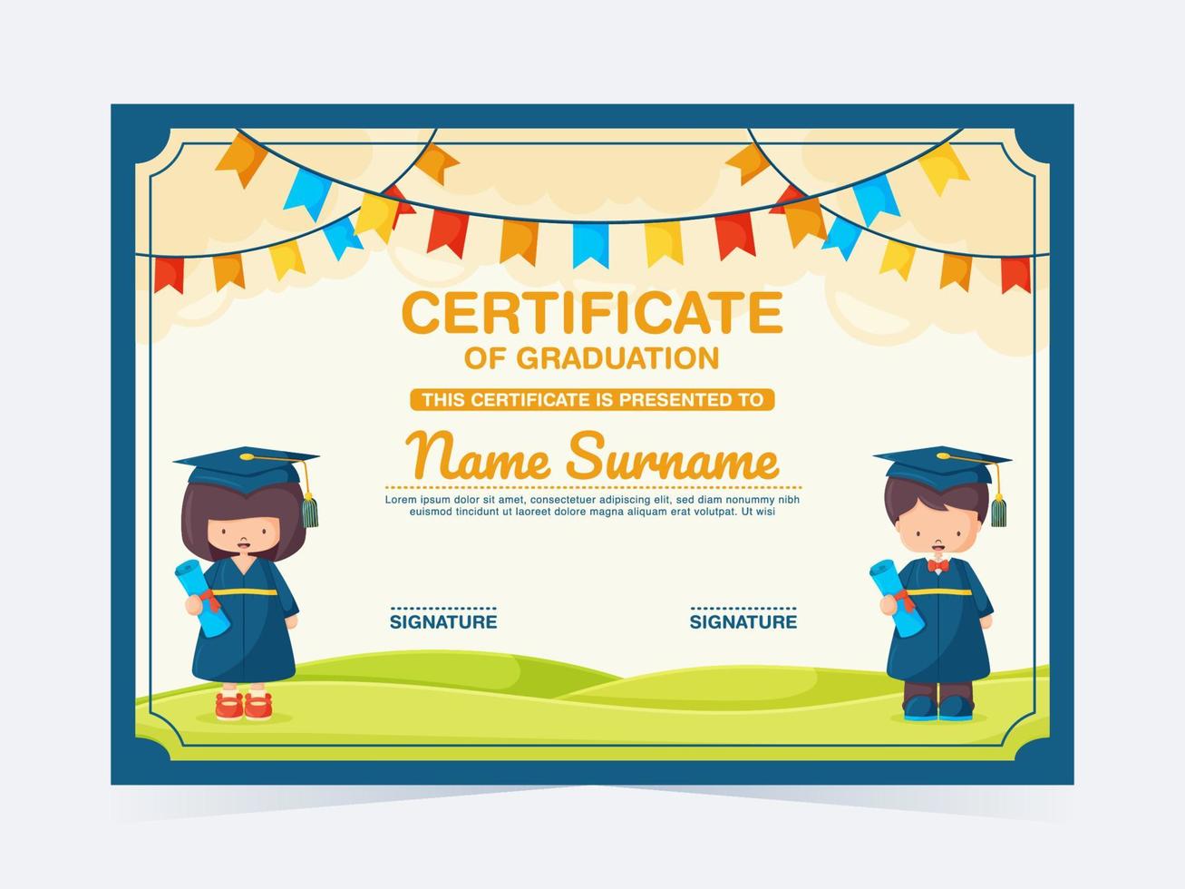 Cute Kindergarten Certificate vector