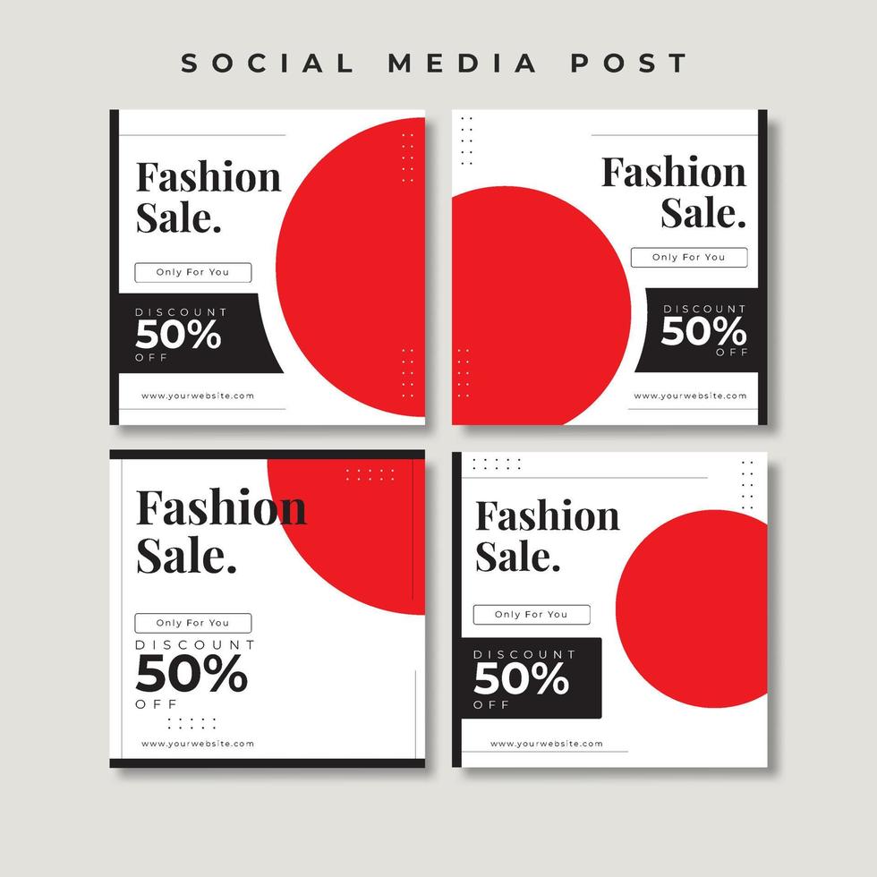 elegant red geometric fashion social media post design vector