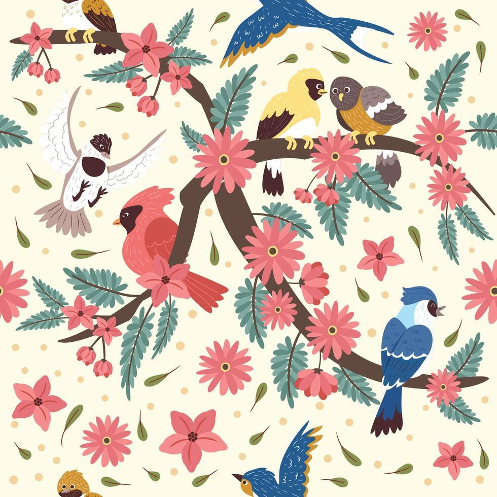 Seamless Spring Bird Background vector