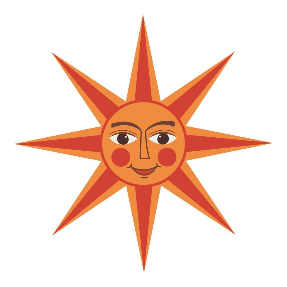 Sun with face. Russian symbol holiday Shrovetide or Maslenitsa. vector