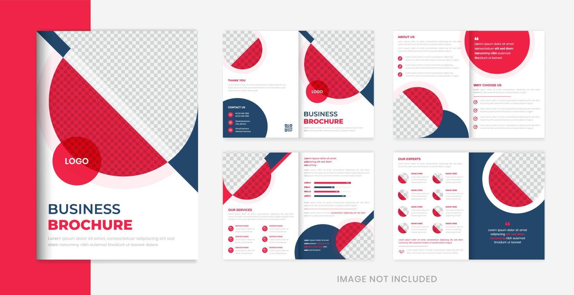 Red Corporate brochure design template, company profile business multipage banner layout vector