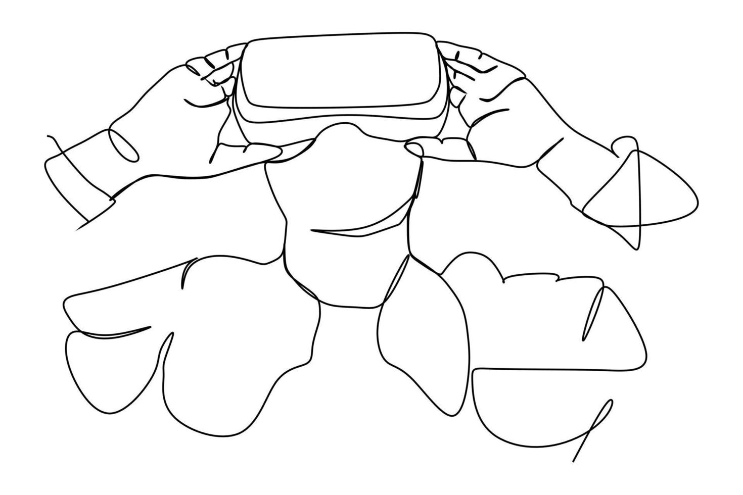 Man wearing virtual reality device one continuous line art drawing illustration vector