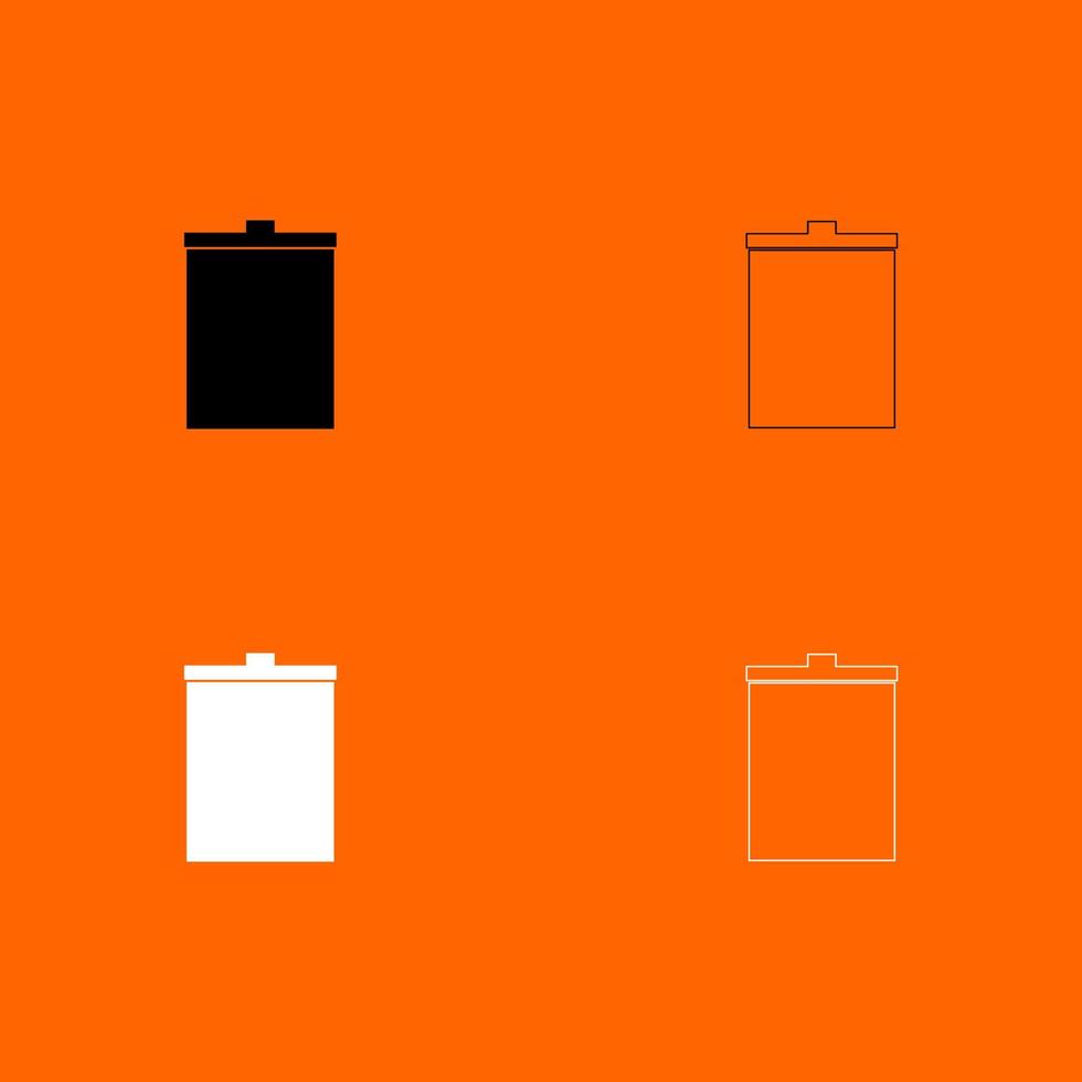 Trash bucket black and white set icon . vector