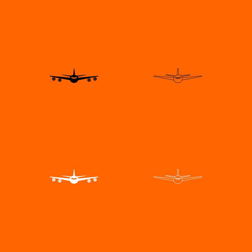 icono de conjunto de avión en blanco y negro. vector