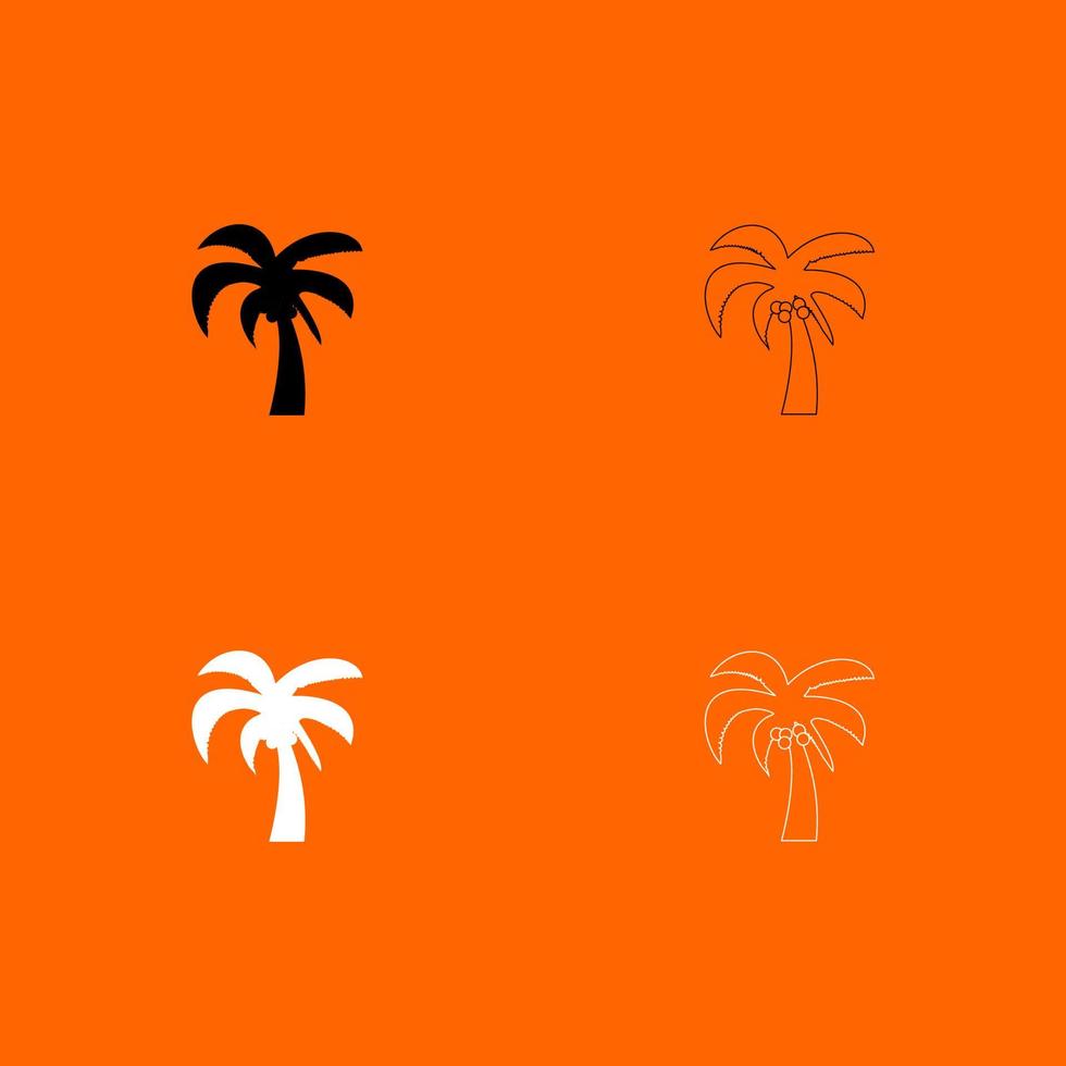 Palm black and white set icon . vector