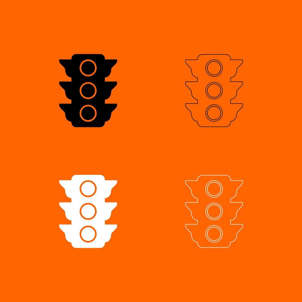 Traffic light black and white set icon . vector