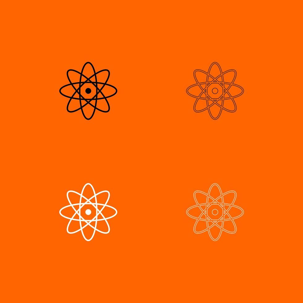 Atom black and white set icon . vector