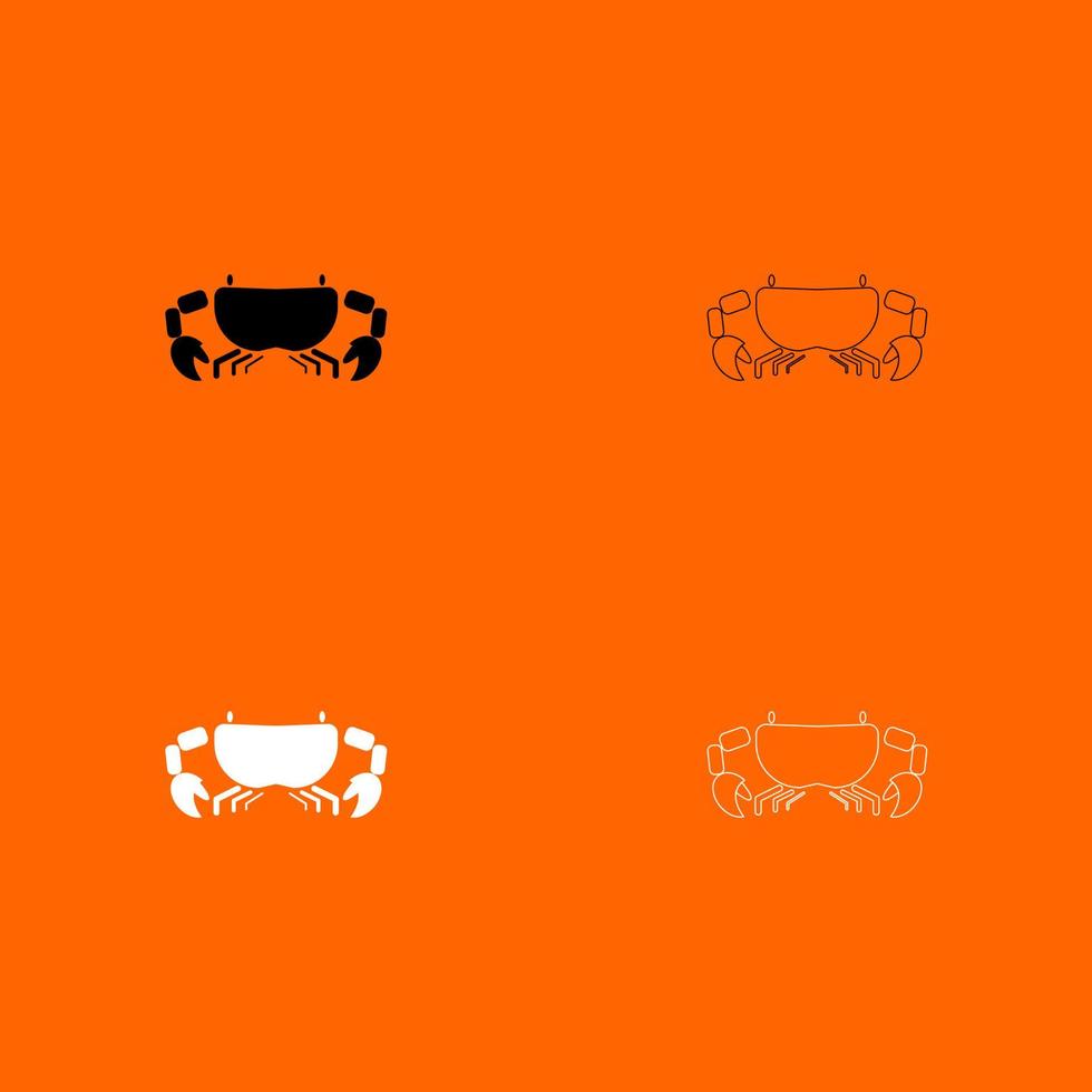 Crab black and white set icon . vector