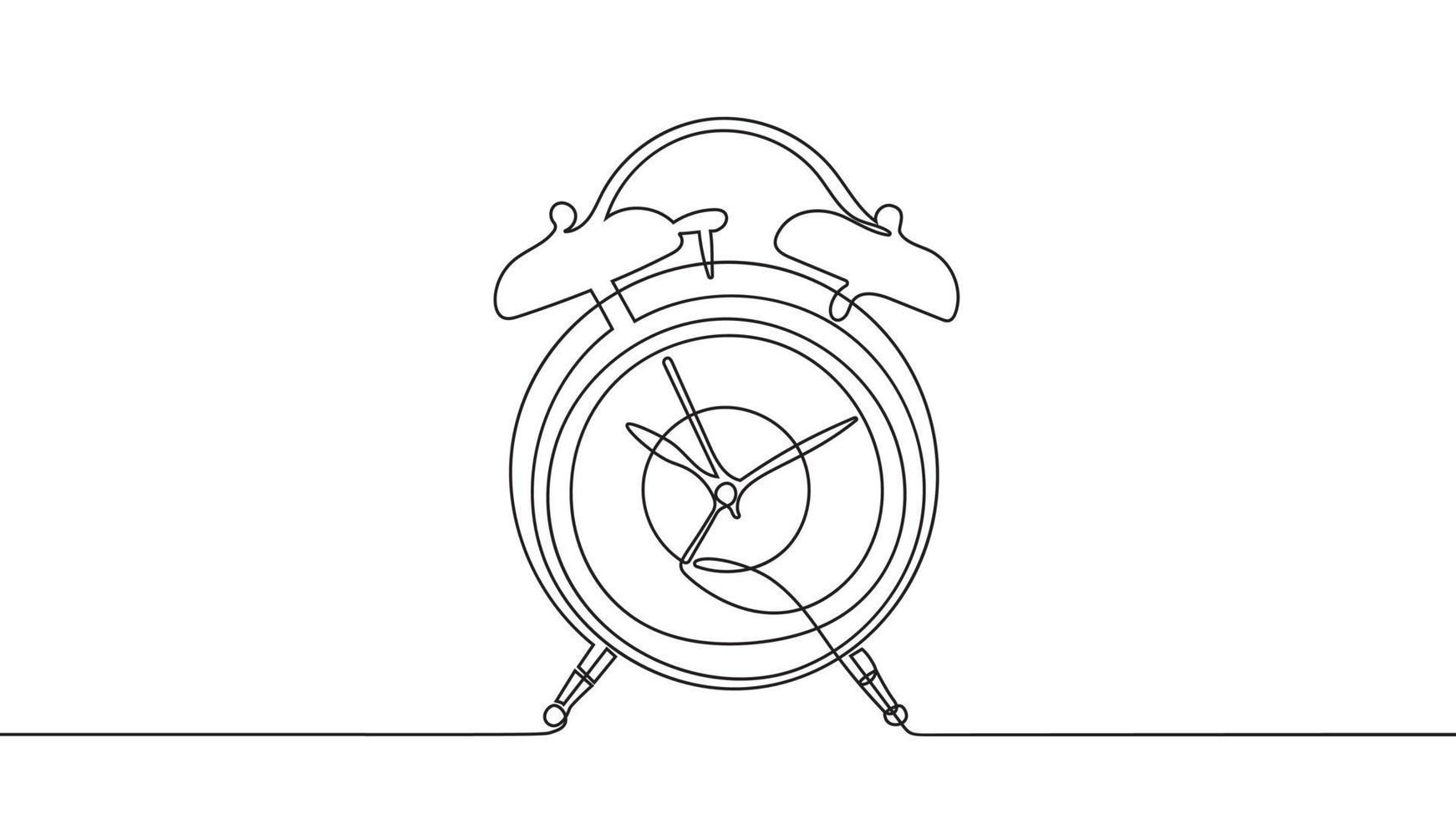Continue with the line art illustration of the alarm clock time, wake up,  start, urgency, and deadline concepts. vector