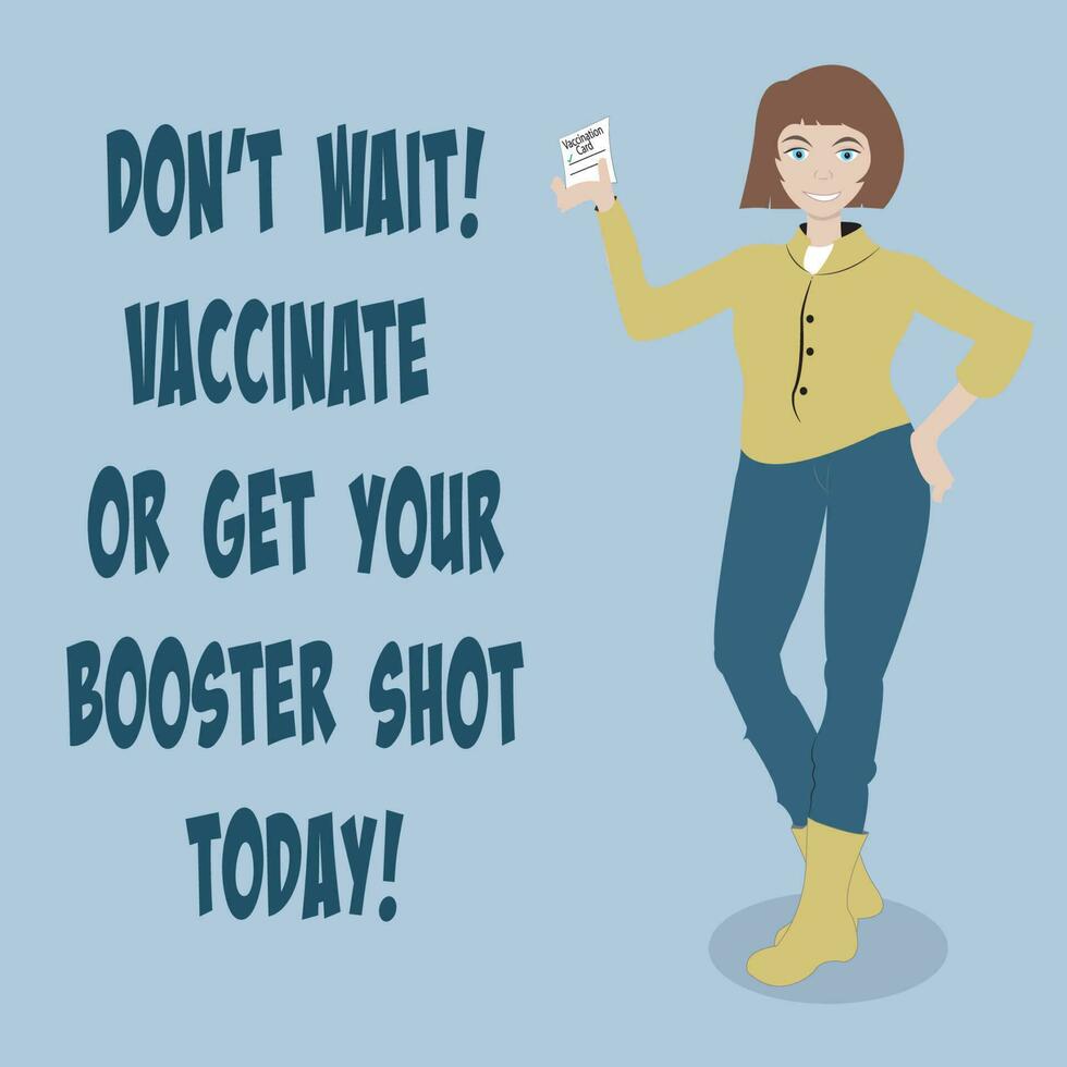 Girl in rain boots in community outreach effort to promote vaccination and booster shots vector