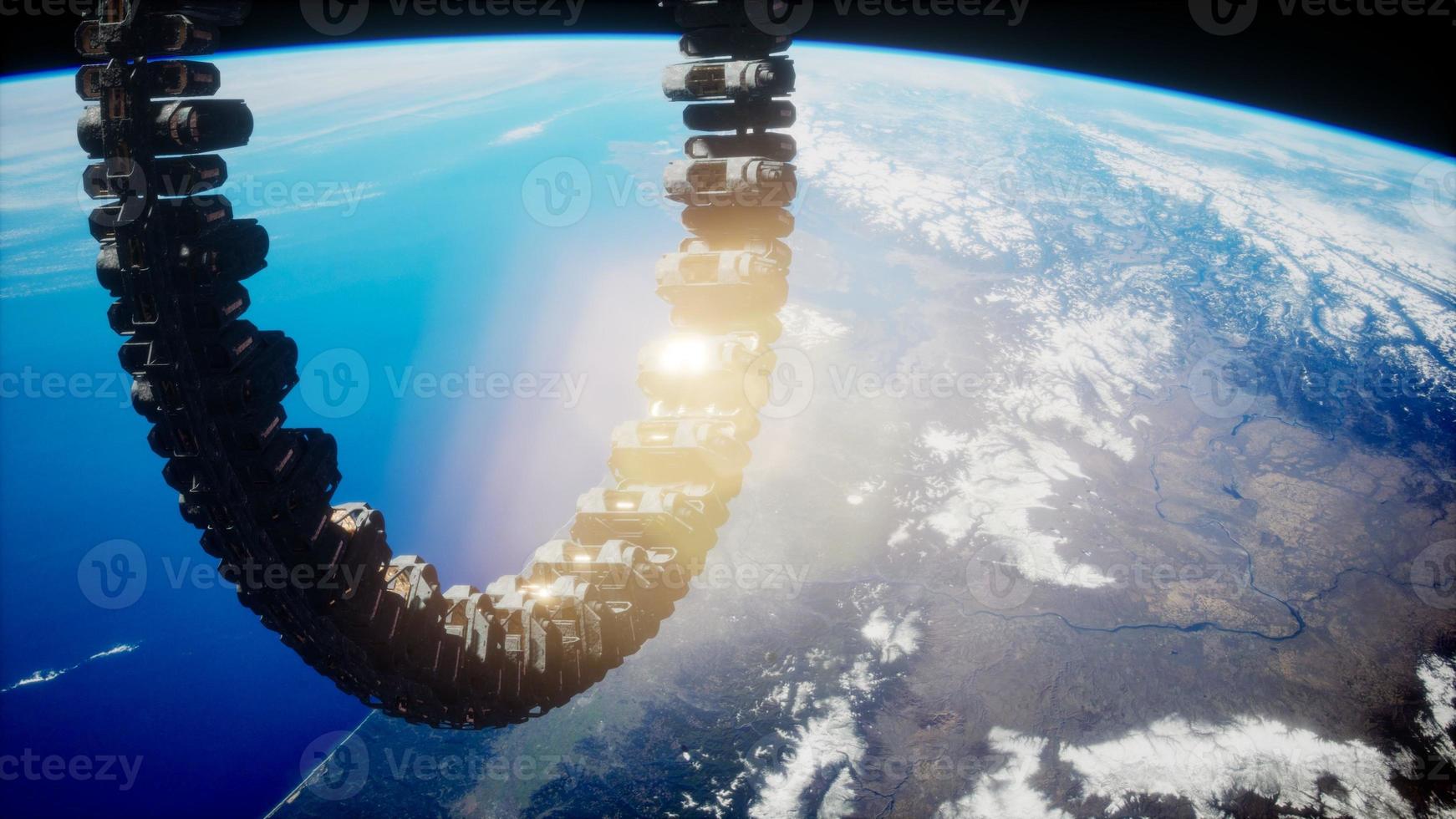 futuristic space station on Earth orbit photo