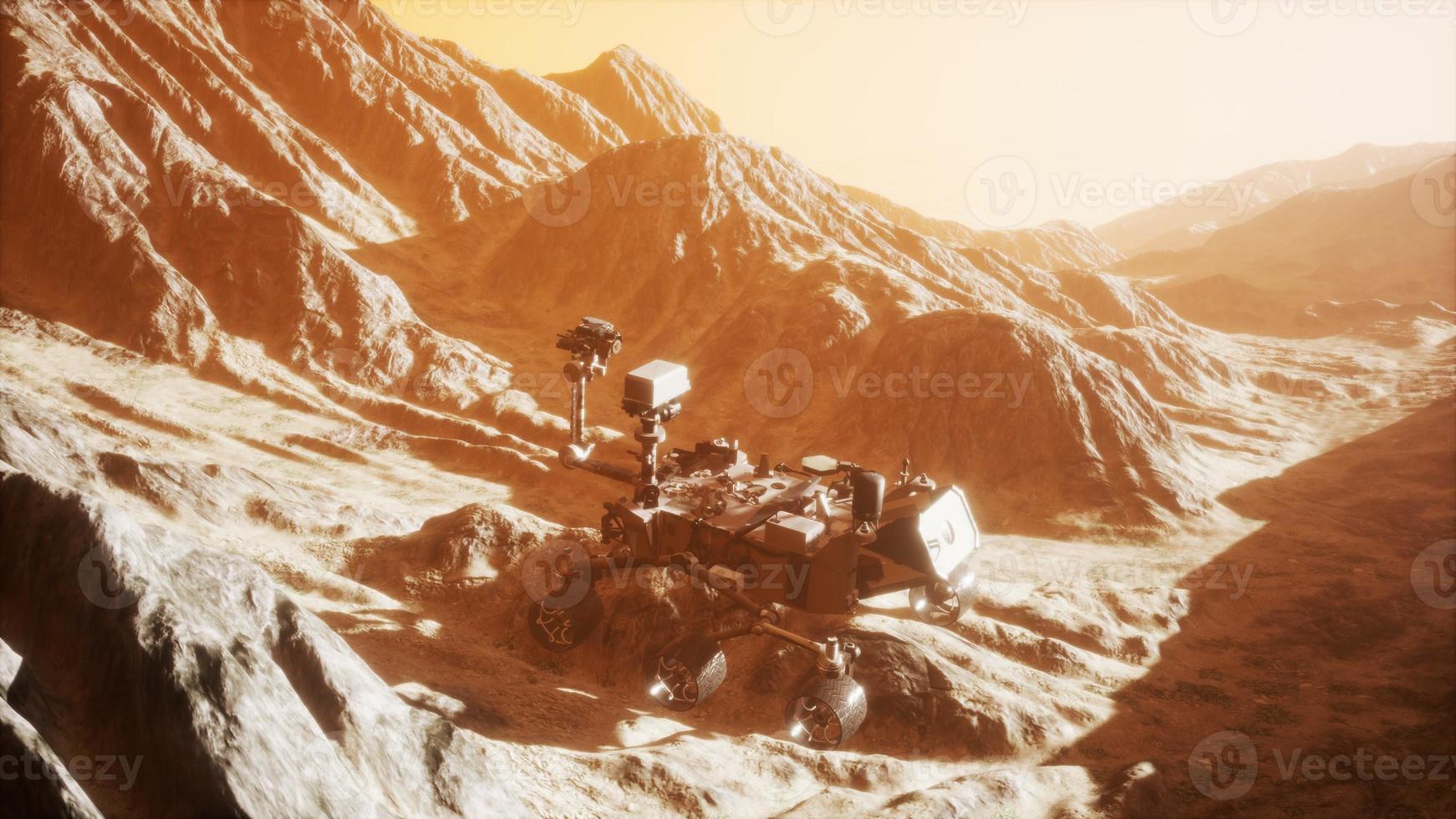 Curiosity Mars Rover exploring the surface of red planet photo