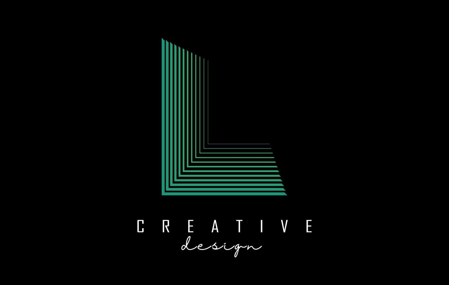 Letter L logo with colorful gradient lines. Vector illustration with geometric typography.