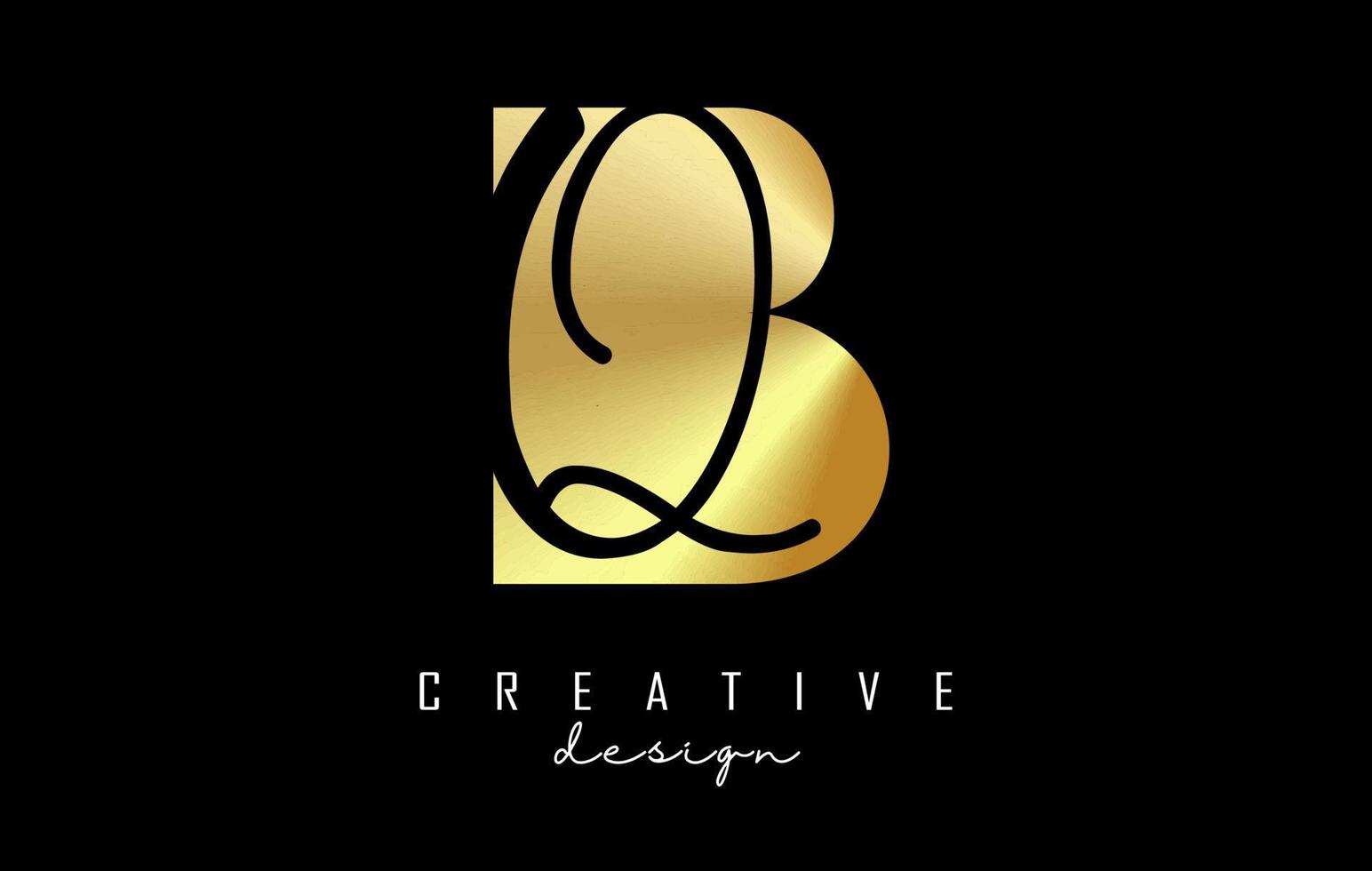 Golden letters BQ Logo with a minimalist design and negative space