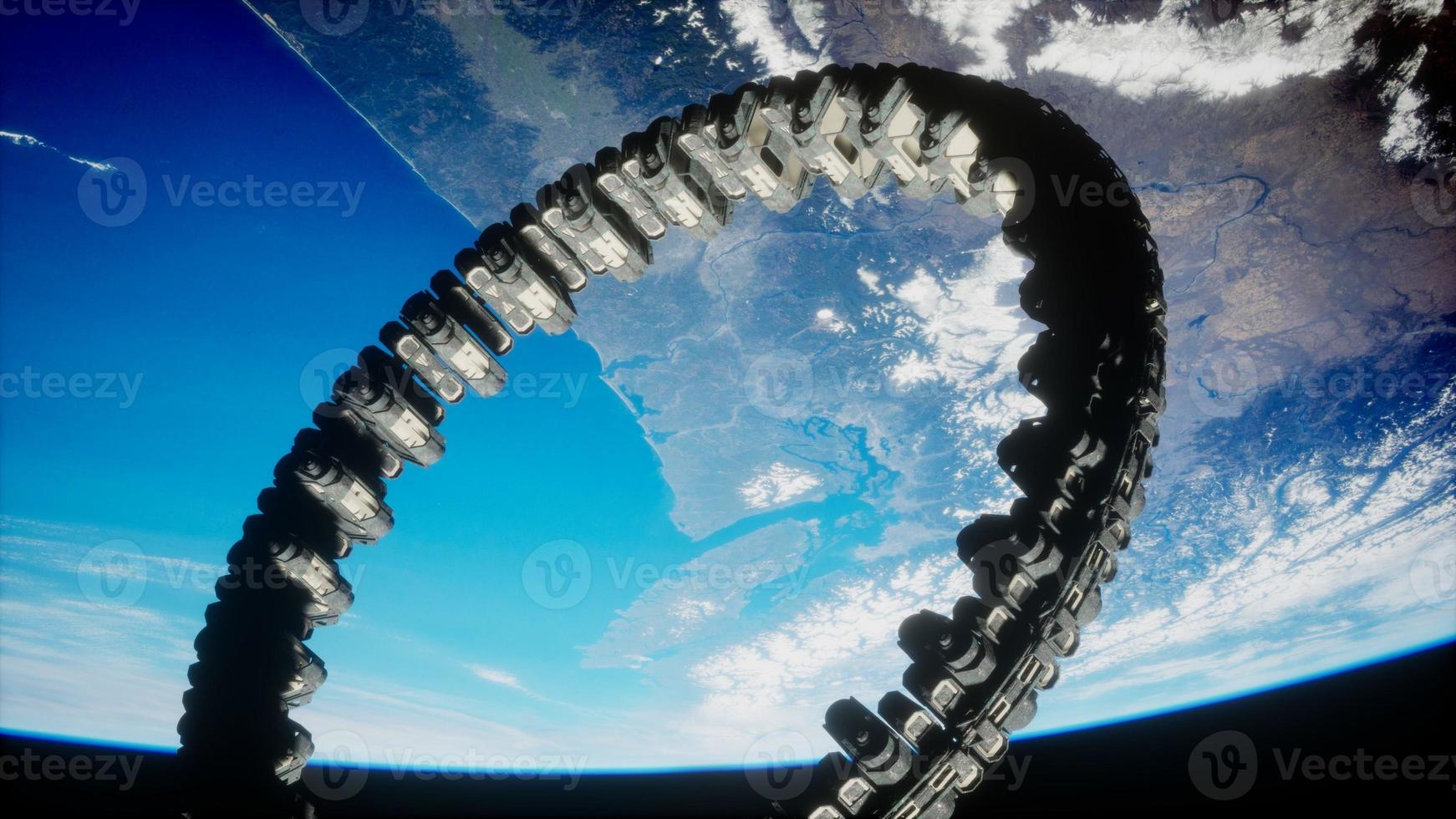 futuristic space station on Earth orbit photo