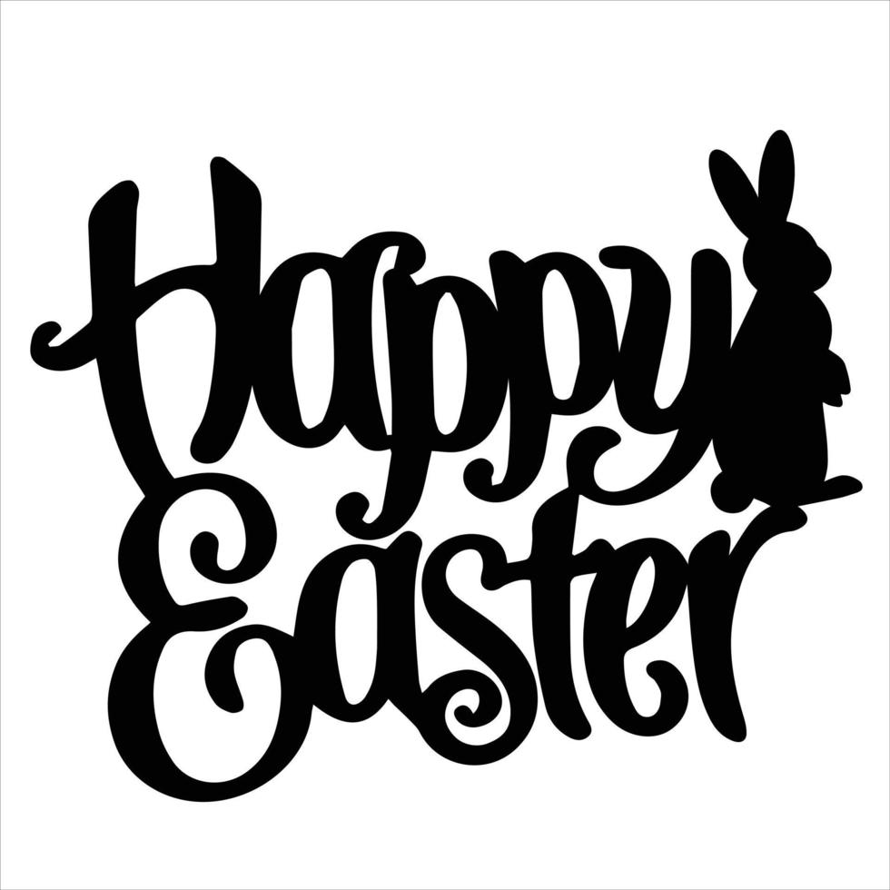 Happy Easter Cut out Silhouette Print vector