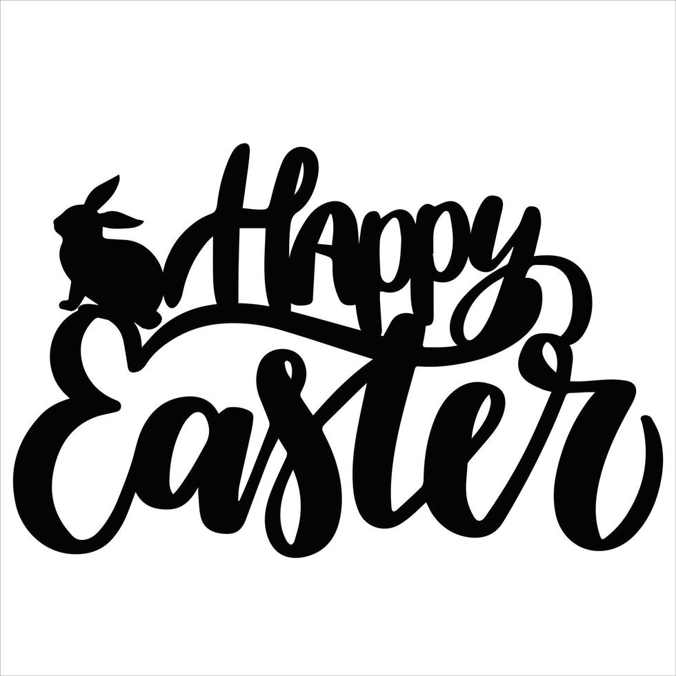 Happy Easter Cut out Silhouette Print vector