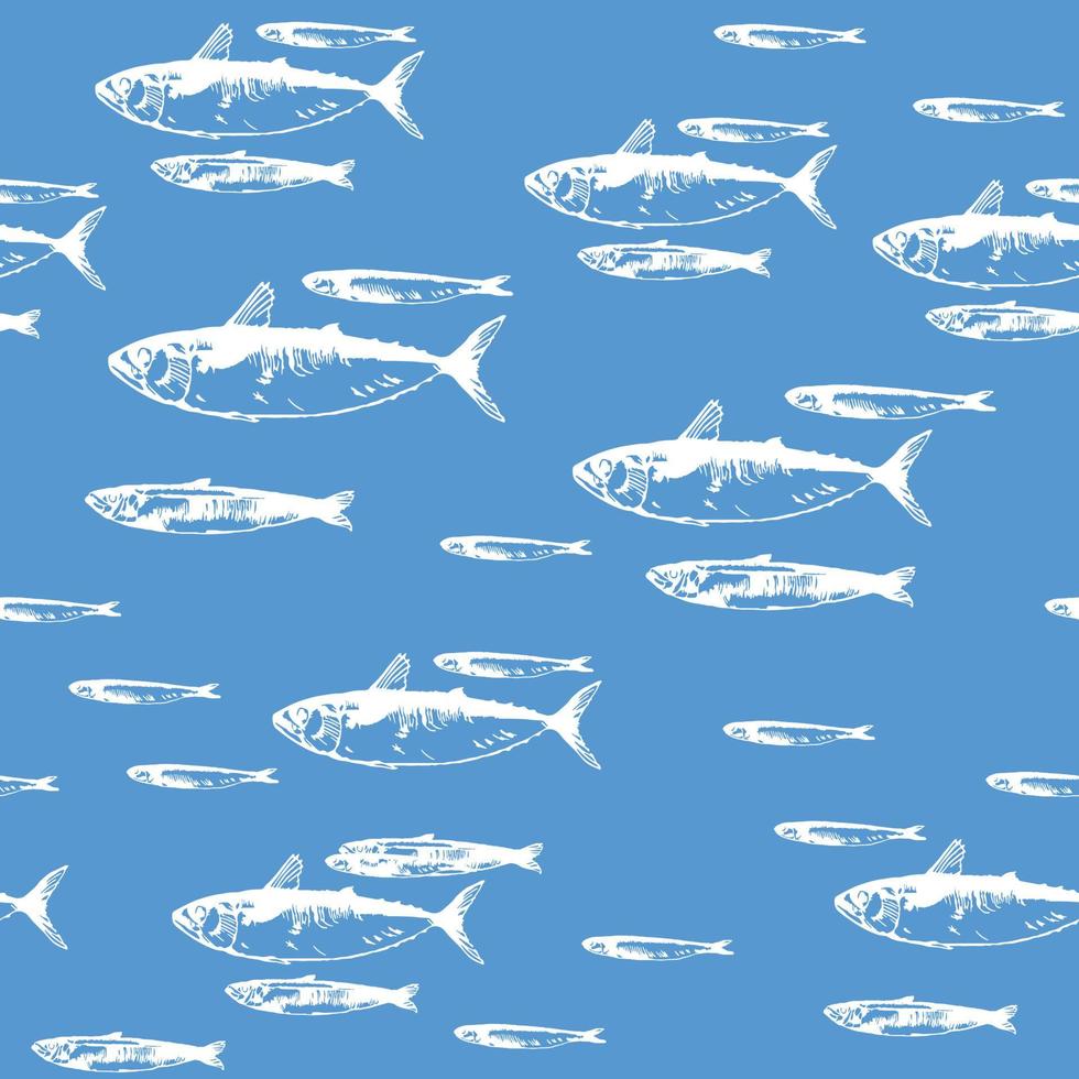 Fish in the sea seamless pattern Print vector