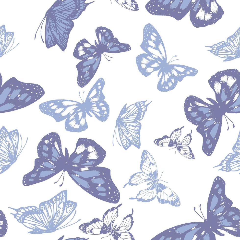 impresión de patrón de repetición perfecta de mariposas vector