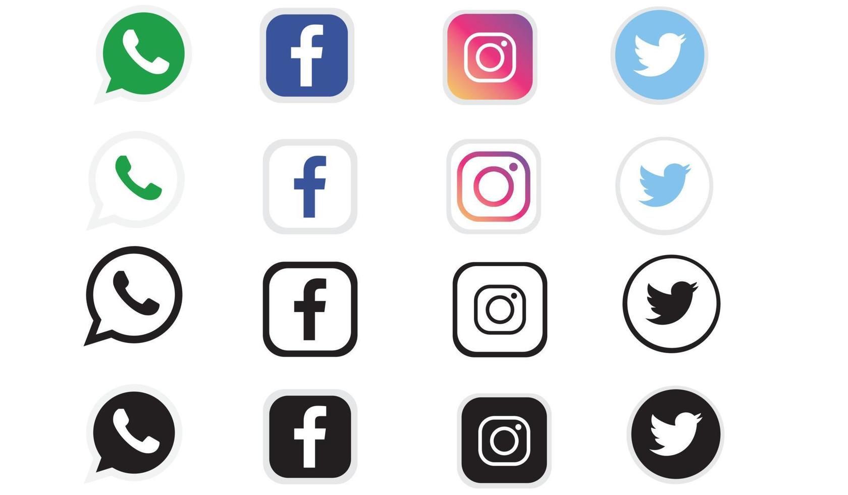 iconos de redes sociales redondos o logotipos de redes sociales colección de conjunto de iconos de vector plano para aplicaciones y sitios web