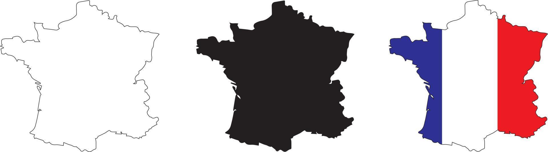 France Map Black  French Border  State Country  Transparent Isolated  Variations vector