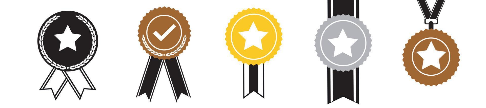 Approval icon set, certified medal symbol, Approved quality sign vector