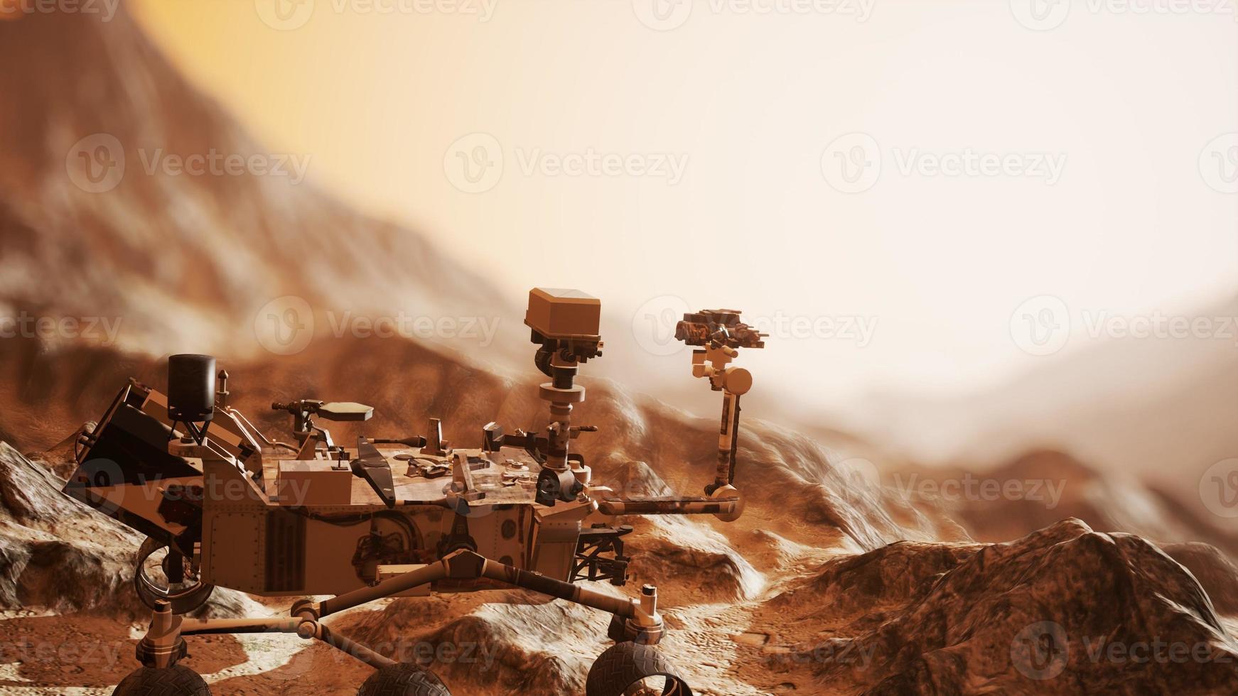 Curiosity Mars Rover exploring the surface of red planet photo