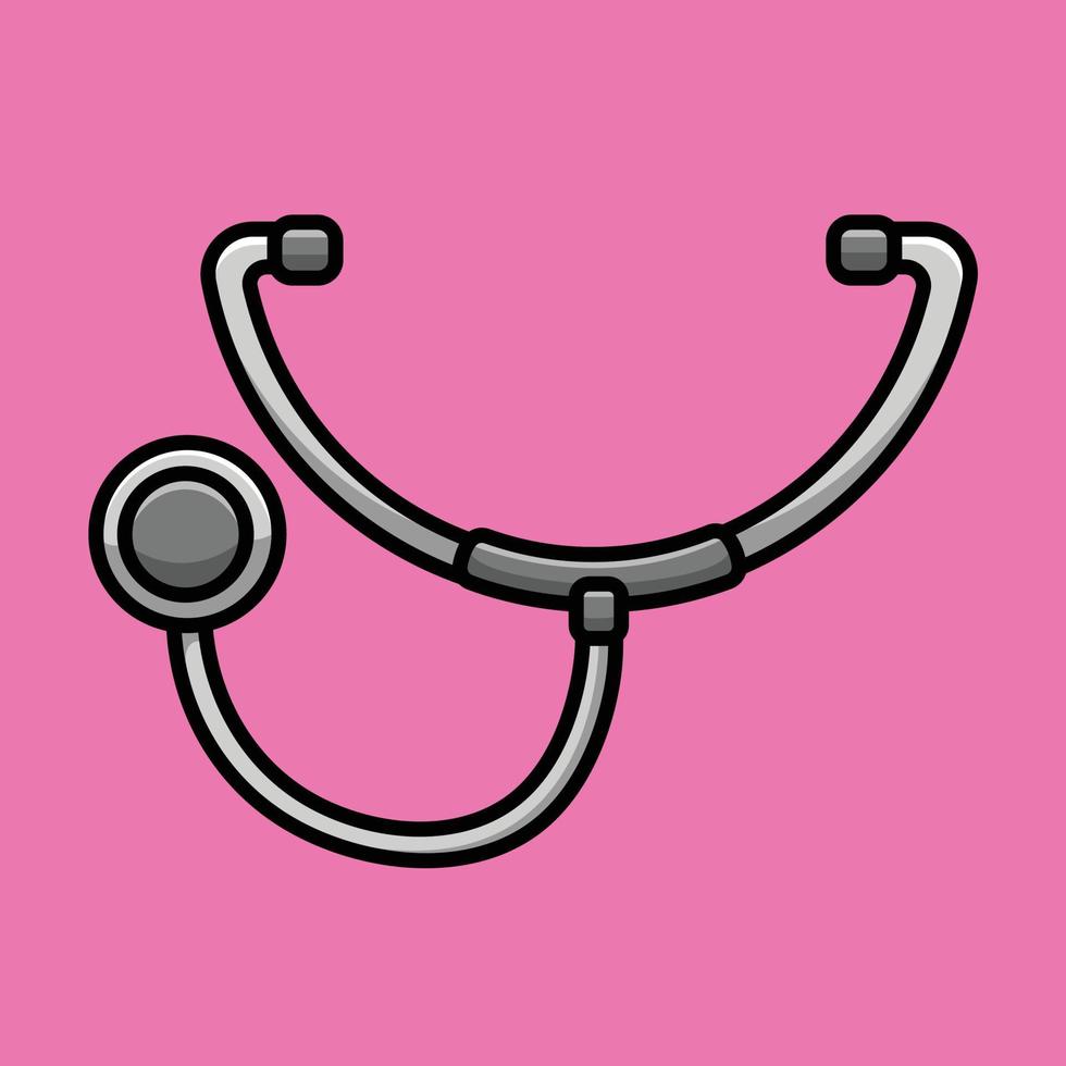 Stethoscope Cartoon Vector Icon Illustration. Medical Tool Icon Concept Isolated Premium Vector. Flat Cartoon Style
