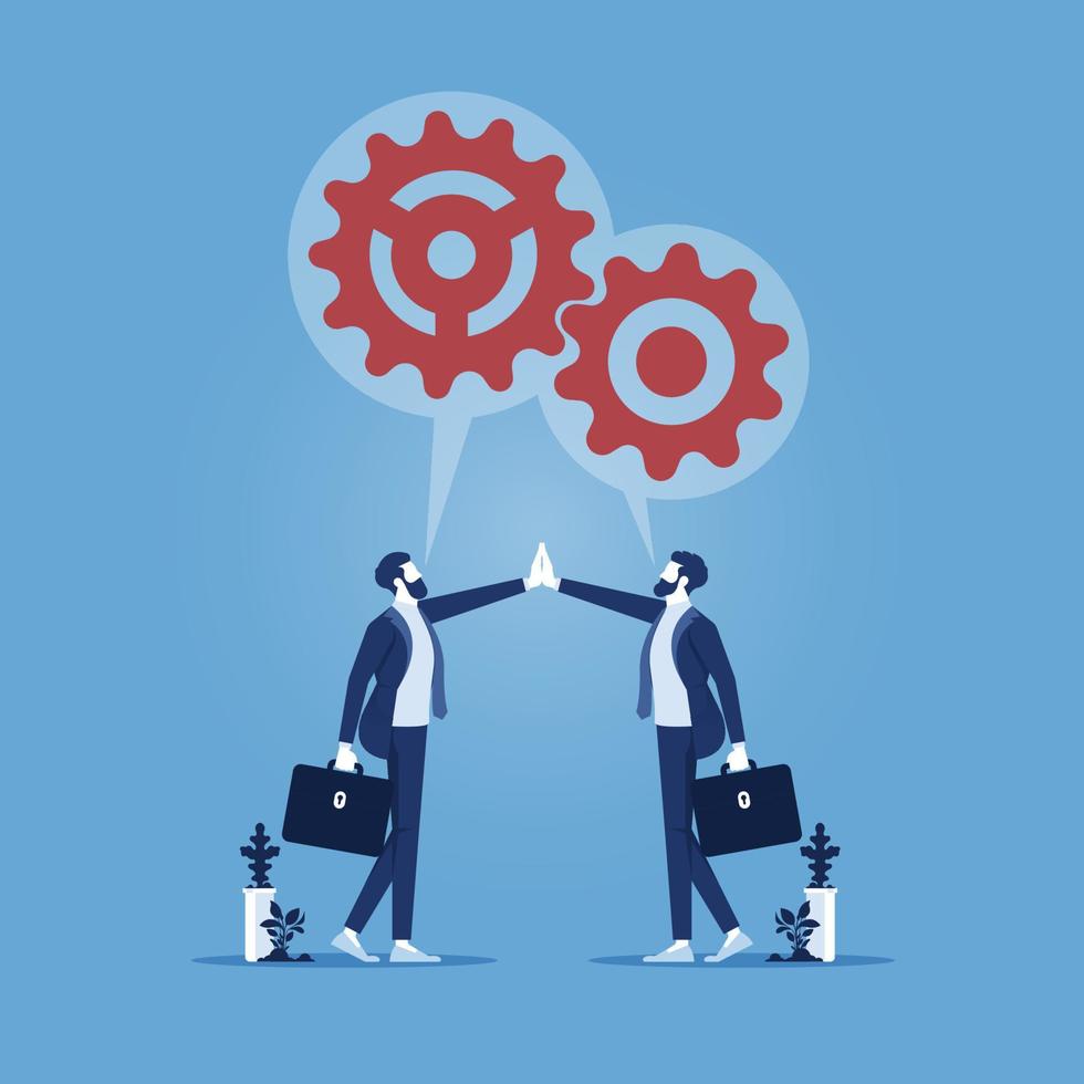 Business partnership, negotiation to make agreement or business deal concept, businessmen hi five for success business agreement vector