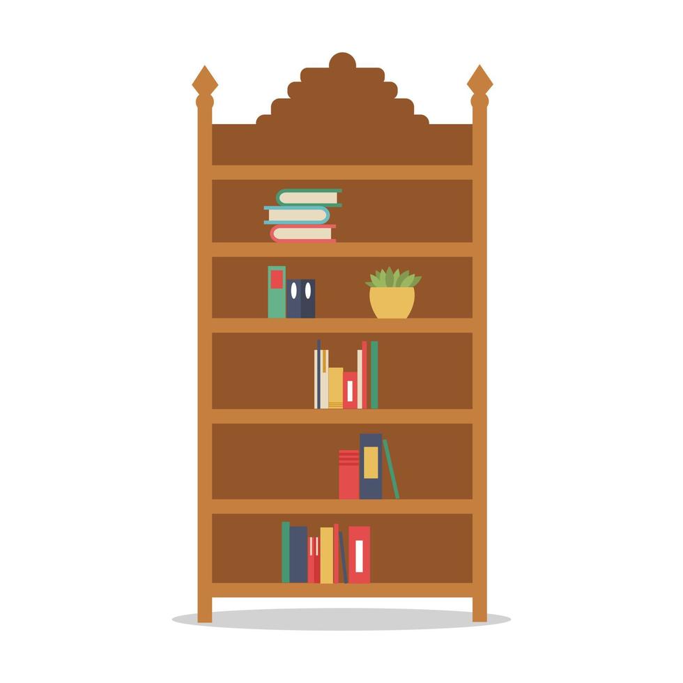 Wooden Bookshelf stands Books flower stand vector
