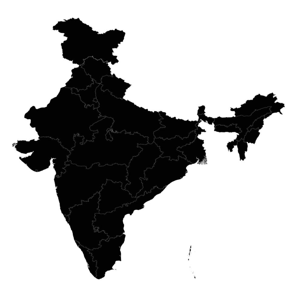 Black isolated silhouette india map vector