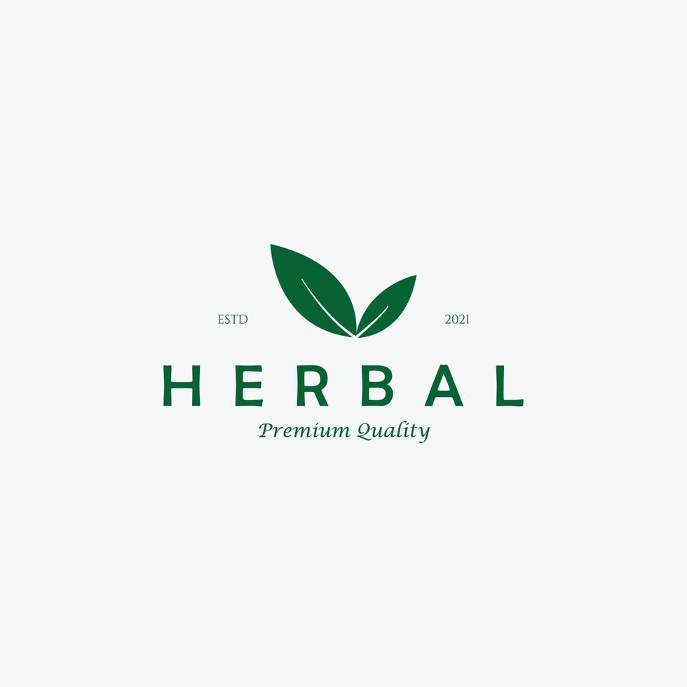 Herbal Leaf Logo Vector Illustration Design Vintage Icon Creative Nature