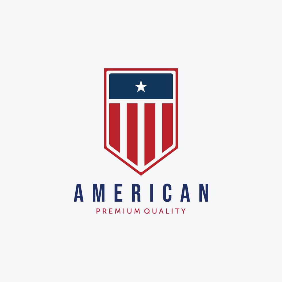 insignia de diseño vectorial del logotipo de América, ilustración del país de la bandera estadounidense, concepto de bandera de Estados Unidos vintage vector