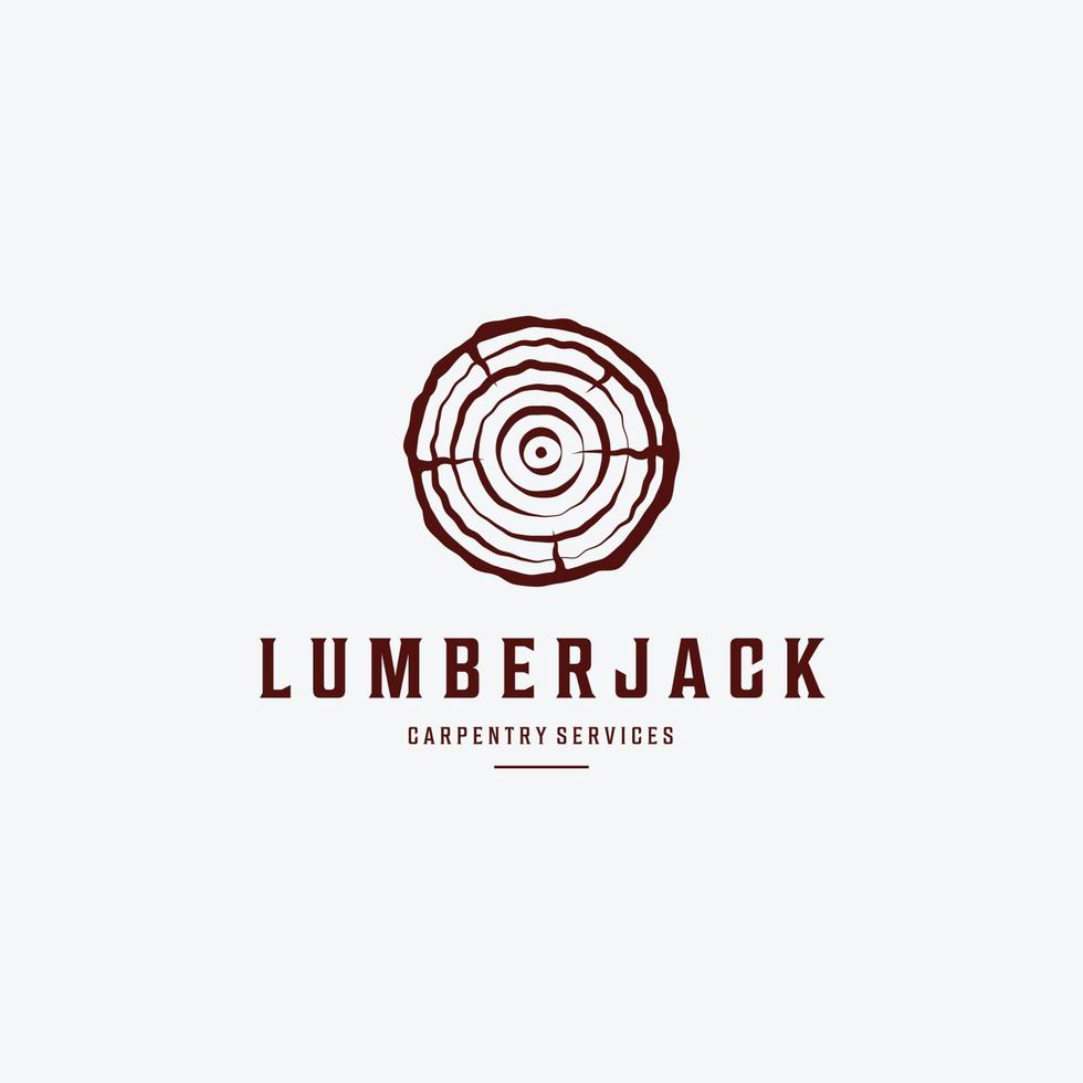 Lumberjack Log Wooden Vintage Vector Logo, Illustration Design of Carpentry Carpenter Concept