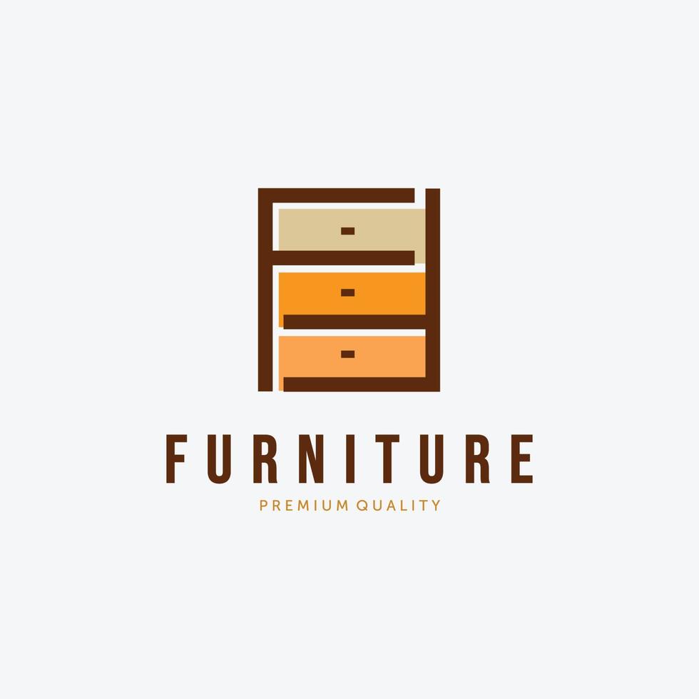 Cupboard Logo Vector Design Vintage, Illustration of Minimalist Furniture, Simply Interior Concept