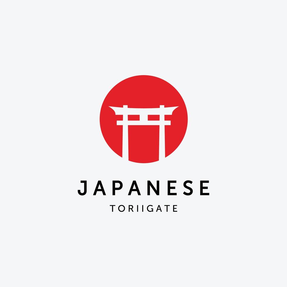 Minimalist Torii Gate Vector Logo, Vintage Design Illustration of Traditional Culture Japan