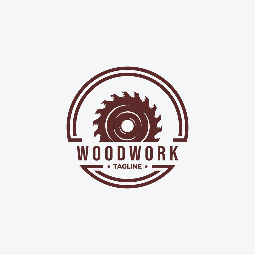 Emblem of Wood Saws Carpenter Carpentry Vintage Logo, Illustration Vector Design of Sawmill Concept, Forest Wooden Log