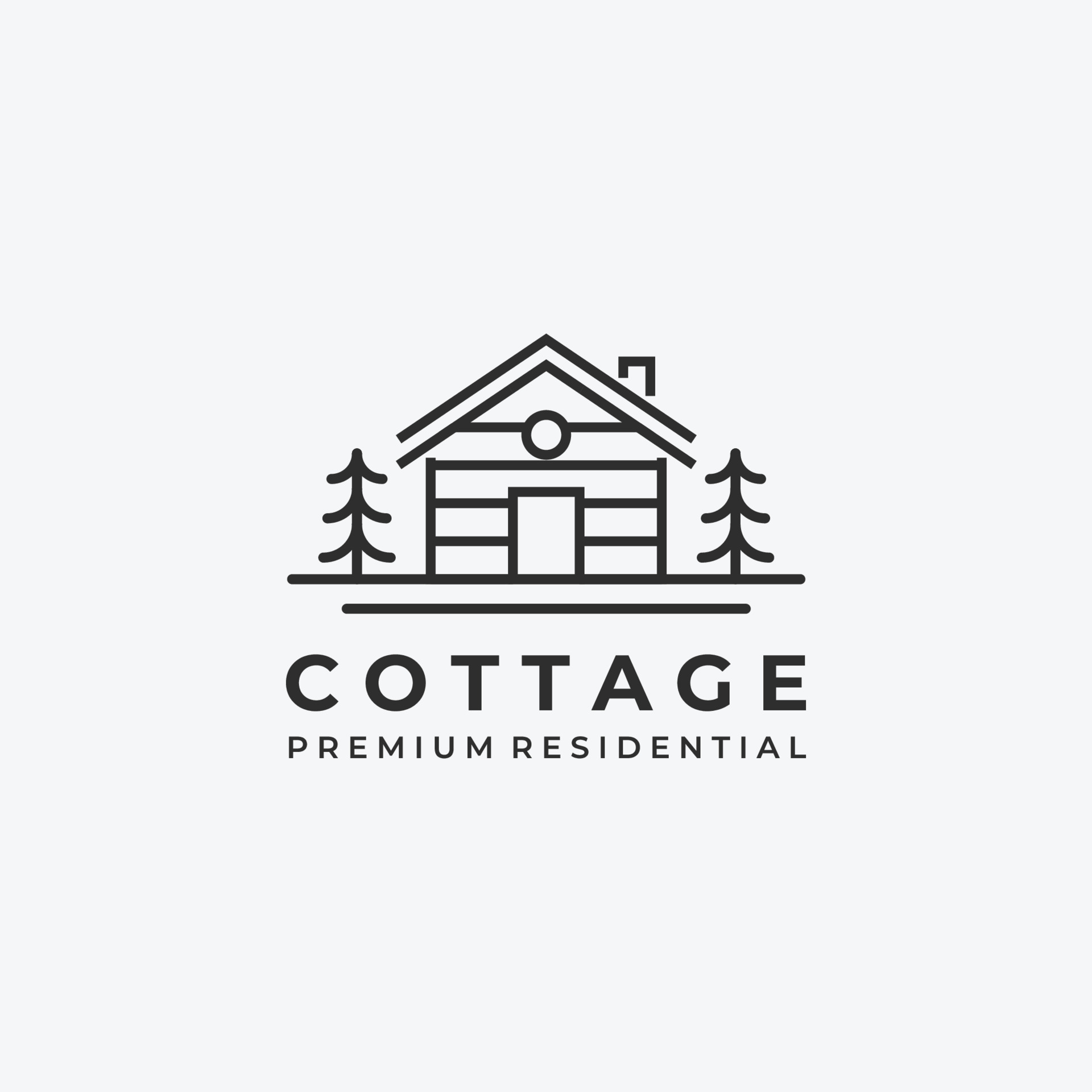 Plank Wooden Cabin Logo Vector Line Art Illustration Design, House ...