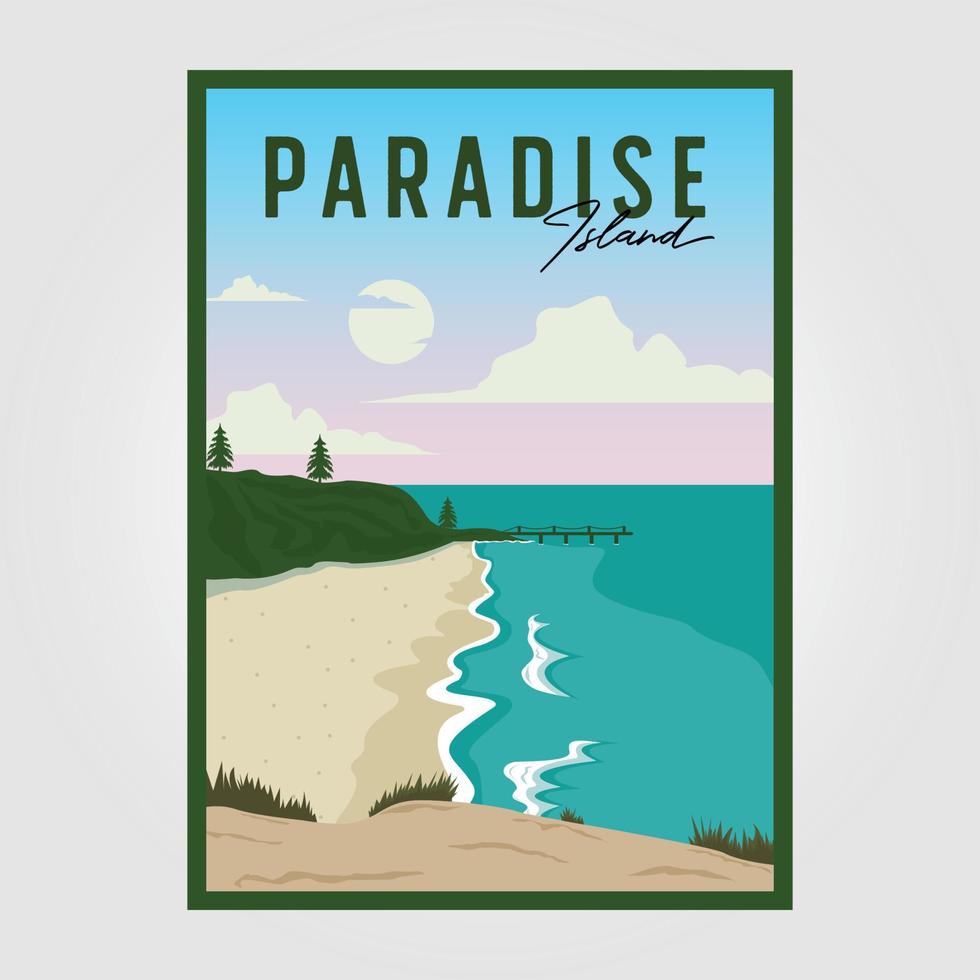 beach vintage vector illustration design, surf travel poster template